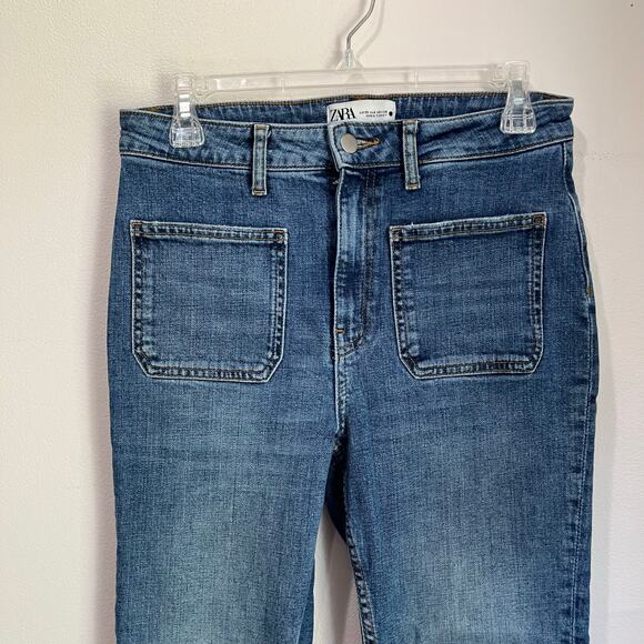 Zara Sailor Front Pocket Cropped Boot Cut Jeans Size 6 - Picture 3 of 6